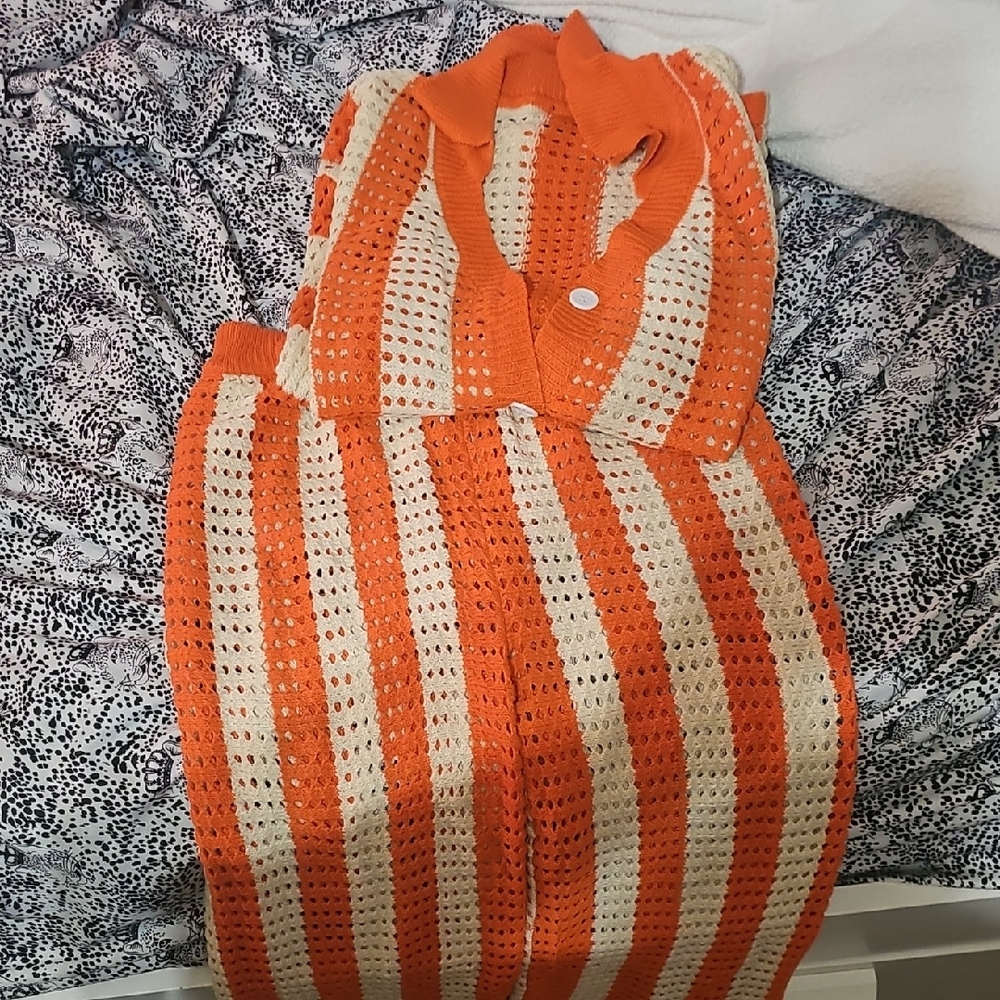 Orange and Cream Crochet Set